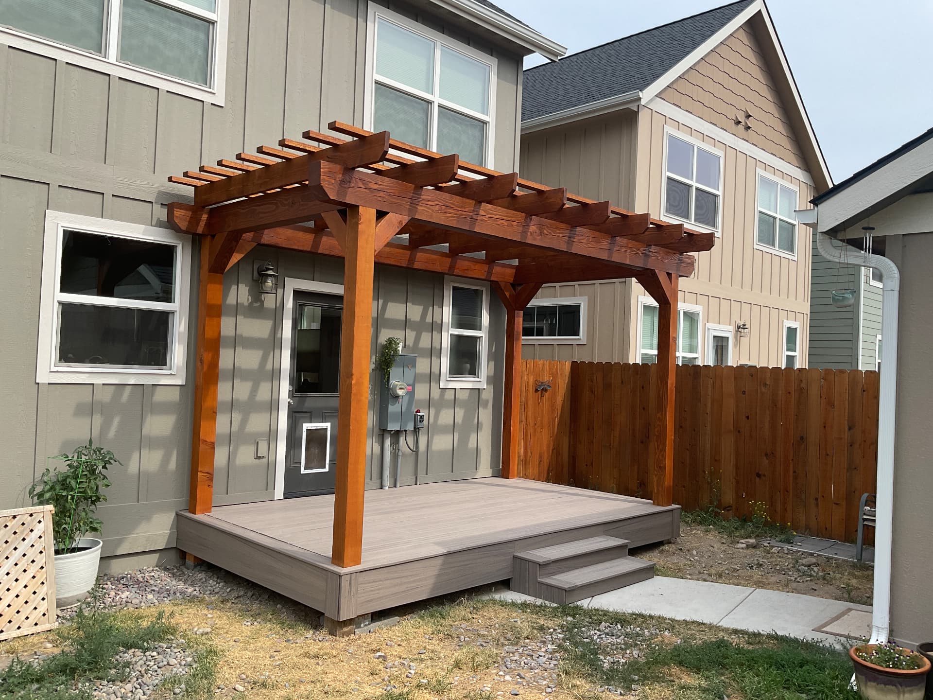 Cedar Pergola Entry Deck