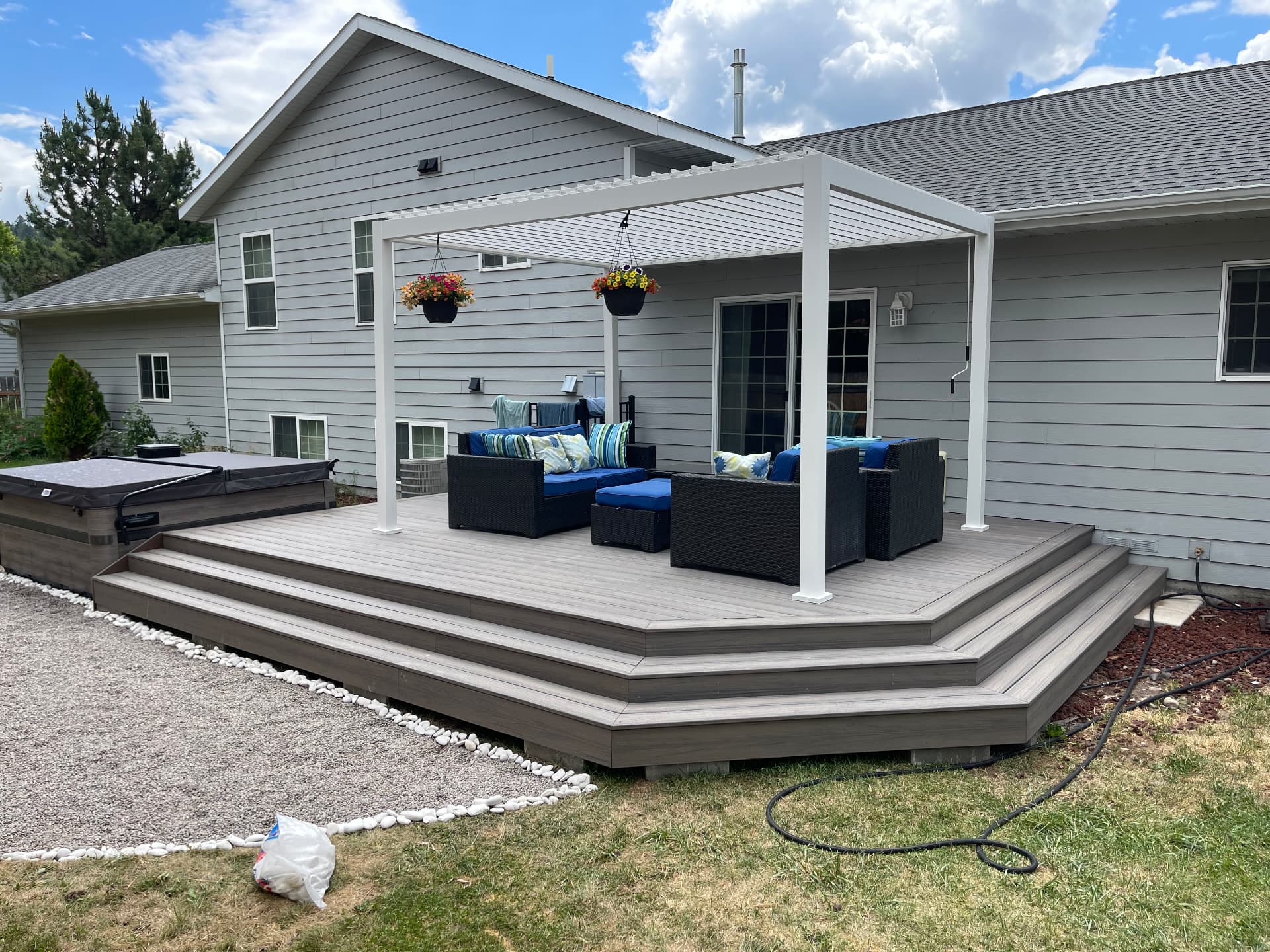 Louvered Pergola & Hot Tub Deck